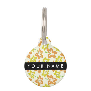 Yellow Hibiscus, Orange Hibiscus, Your Name Pet Tag