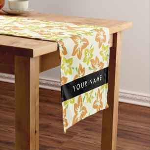 Yellow Hibiscus, Orange Hibiscus, Your Name Short Table Runner