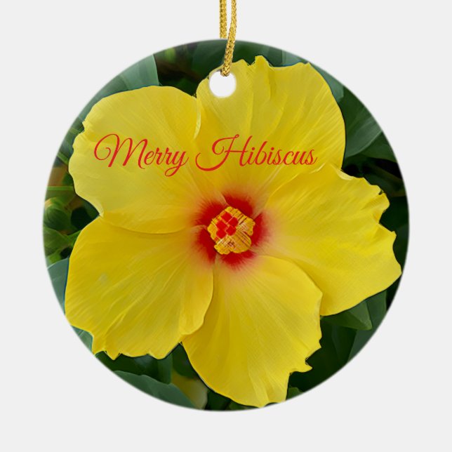 Yellow Hibiscus Ornament (Front)