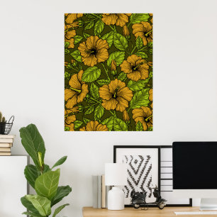 Yellow hibiscus poster
