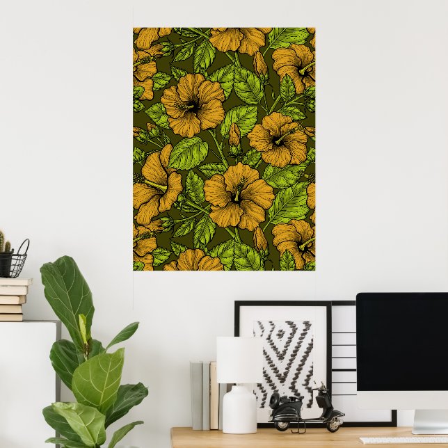 Yellow hibiscus poster (Home Office)