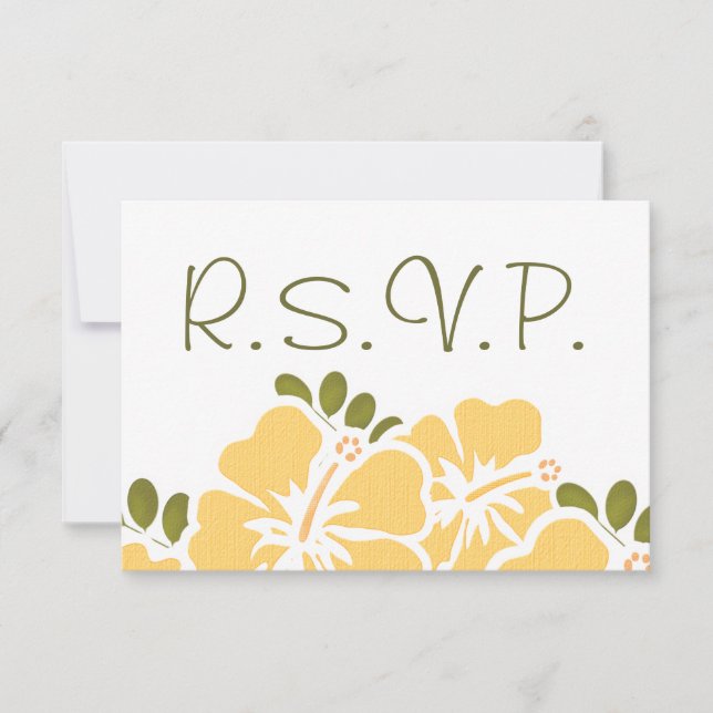 YELLOW HIBISCUS RSVP WEDDING RESPONSE CARDS (Front)