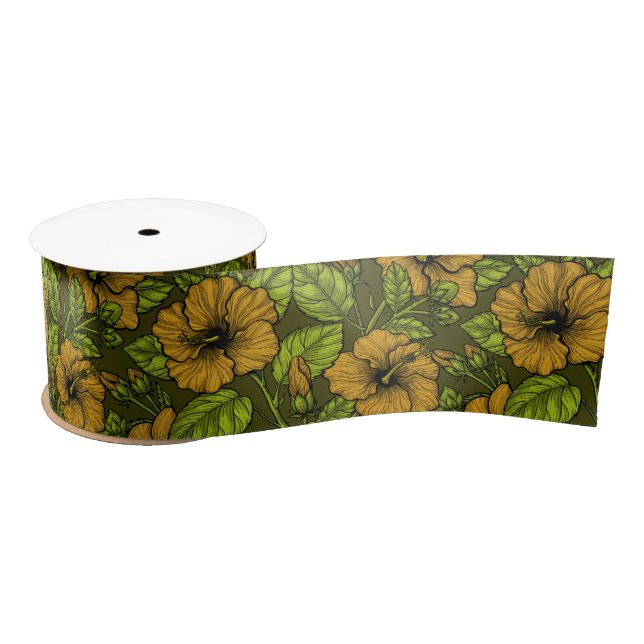 Yellow hibiscus satin ribbon (Spool)