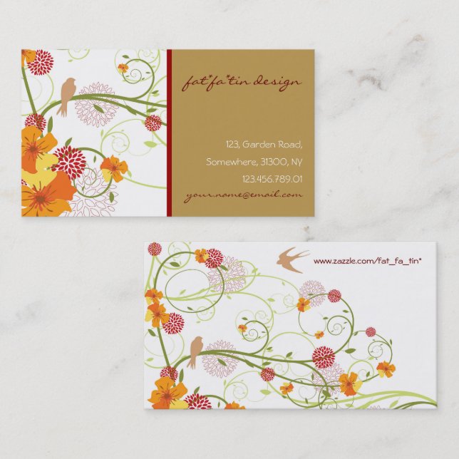 Yellow Hibiscus & Swallows Elegant Floral Garden Business Card (Front/Back)