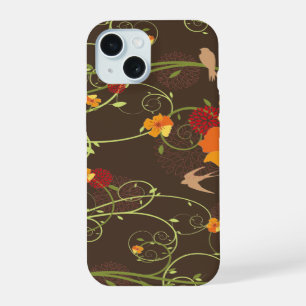 Yellow Hibiscus & Swallows Elegant Floral Garden iPhone 15 Case