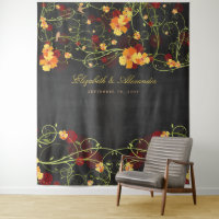 Yellow Hibiscus & Swallows Floral Wedding Backdrop