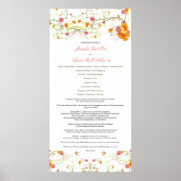 Yellow Hibiscus & Swallows Floral Wedding Program