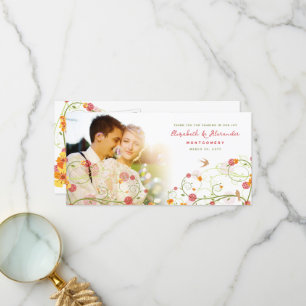 Yellow Hibiscus Swirls Spring Wedding Thank You Card