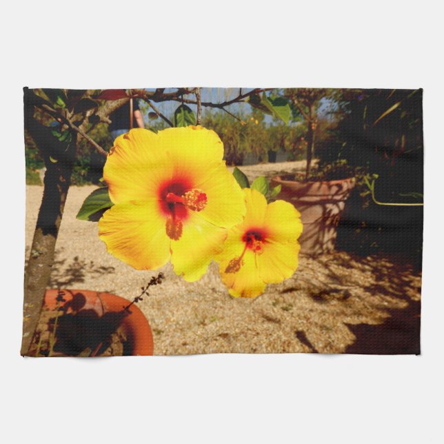 Yellow Hibiscus Tea Towel (Horizontal)