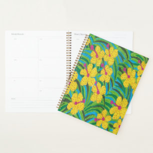 Yellow Hibiscus Tropical Print Planner