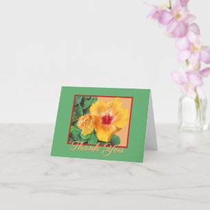 YELLOW HIBISCUS WITH RED CENTER/THANK YOU NOTECARD