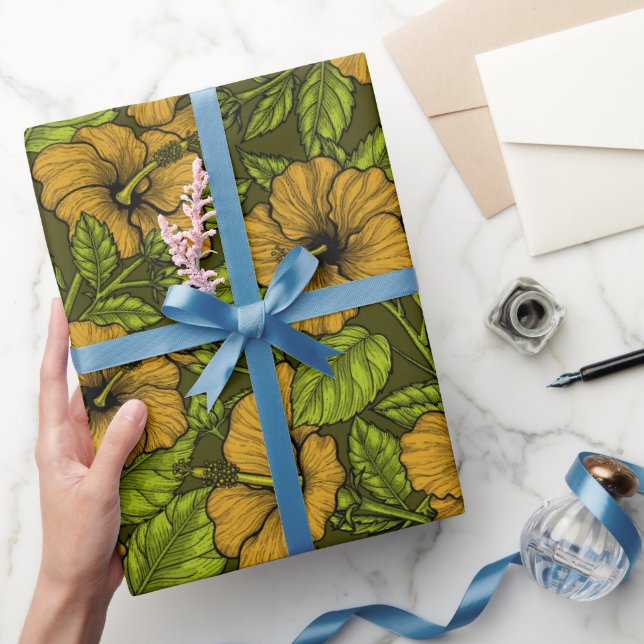 Yellow hibiscus wrapping paper (Gifting)