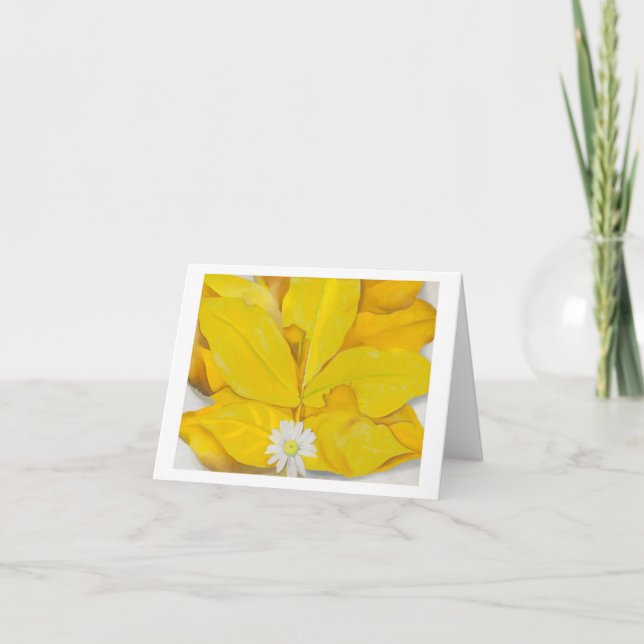 Yellow Hickory Leaves with Daisy by O'Keeffe,  Card (Front)
