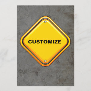 Yellow Highway Caution Sign Invitation