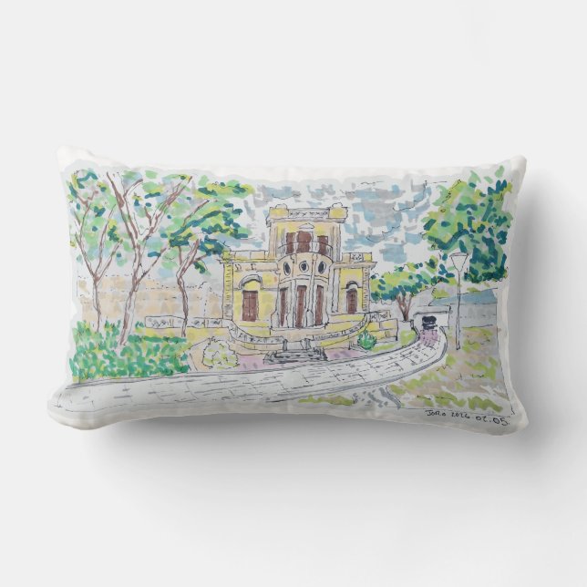 Yellow Historic Villa Lumbar Cushion (Front)