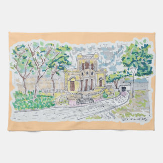 Yellow Historic Villa Tea Towel
