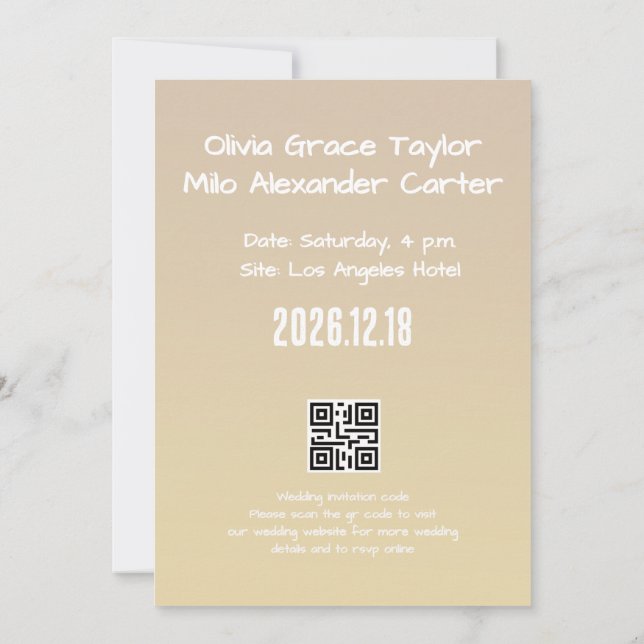 yellow holding-hands artwork wedding invitation (Back)