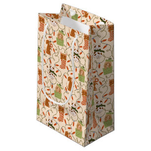 Yellow Holiday Pets Pattern Small Gift Bag