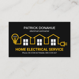 Yellow Home Electrical Wiring Circuit Electrician Business Card