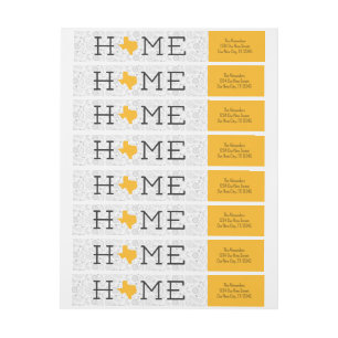 Yellow HOME Texas Wrap Around Label