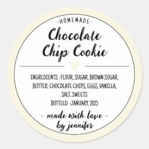 Yellow Homemade Chocolate Chip Cookie Classic Round Sticker