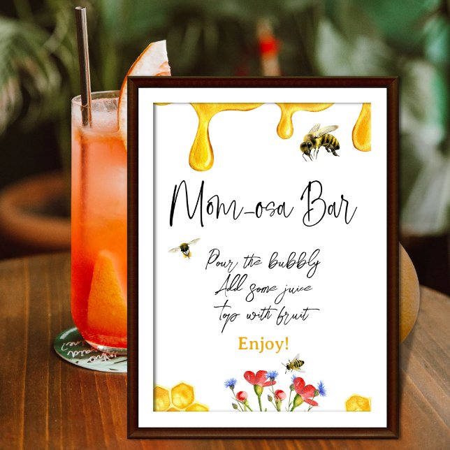 Yellow Honey Bee Baby Shower Mom-Osa Bar  Poster (Creator Uploaded)