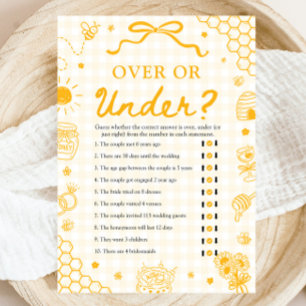 Yellow Honey Bee Bridal Shower Over or Under Game Invitation