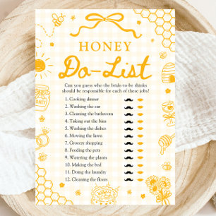 Yellow Honey Bee Honey Do List Bridal Shower Game Invitation