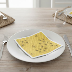 Yellow Honey Bee & Honeycomb Paper  Napkin