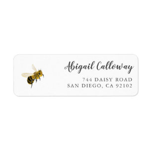 Yellow Honey Bee Return Address Label