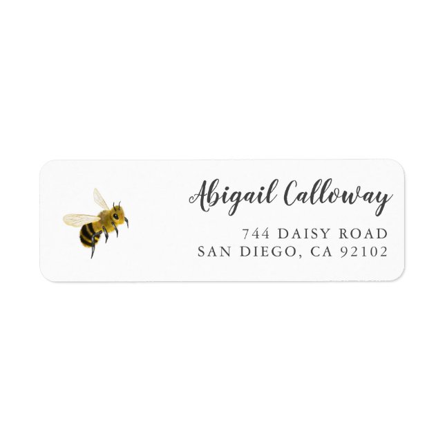 Yellow Honey Bee Return Address Label (Front)