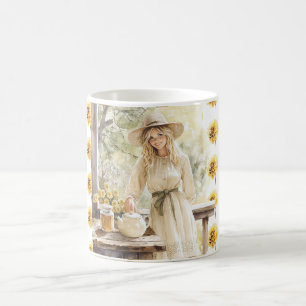 Yellow Honey Blond Female Floral Coffee Mug