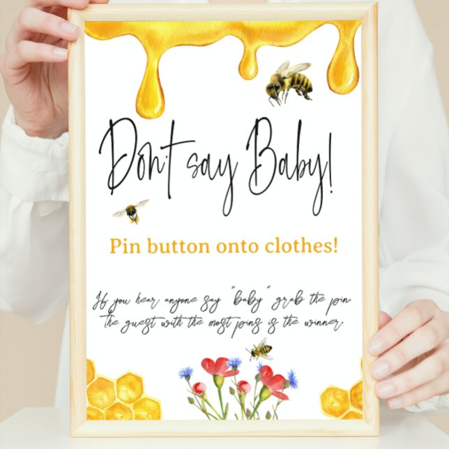 Yellow Honey Bumble Bee Don't Say Baby Shower Game Poster (Creator Uploaded)