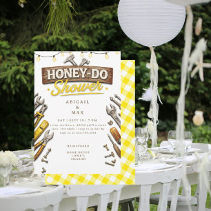 Yellow Honey Do Couples Tools Bridal Shower Invitation