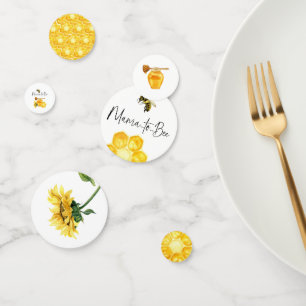 Yellow Honey Watercolor Sunflower Bee Baby Shower Confetti