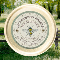 Yellow Honeybee Honey Label Beekeeper Sage Border