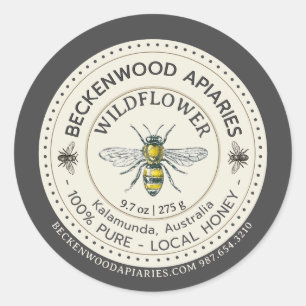 Yellow Honeybee Honey Label Beekeeper Slate Border
