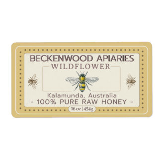 Yellow Honeybee Honey Label Goldenrod Border