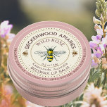 Yellow Honeybee Lip Balm Label Apiary Rose Border<br><div class="desc">Label your own honey, candles, beeswax and more with this vintage black and yellow honeybee sticker with rose border. Personalise with your apiary business name at the top and add in your location or address below. You can edit the descriptive text to match your product or keep it general to...</div>