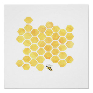 Yellow honeybee painting art wall decor poster