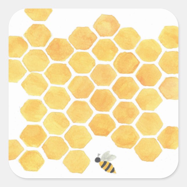 yellow honeycomb bee painting stickers (Front)
