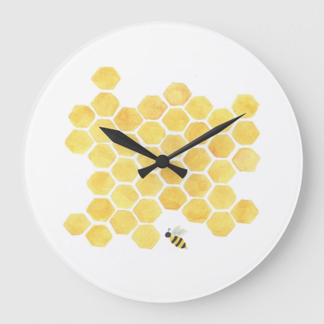 Yellow honeycomb bee wall clock (Front)