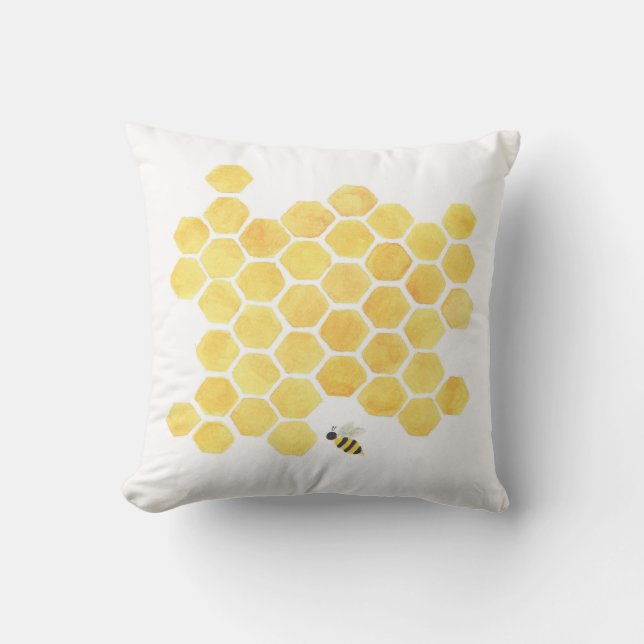 Yellow honeycomb beehive pillow (Front)
