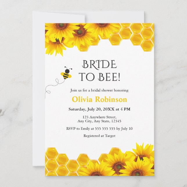 Yellow Honeycomb Bride to Bee Bridal Shower  Invitation (Front)