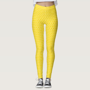 Yellow Honeycomb Geometric Pattern Leggings