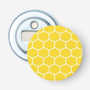 Yellow Honeycomb Geometric White Lines Bumblebee Bottle Opener