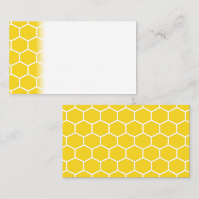 Yellow Honeycomb Geometric White Lines Bumblebee Place Card (Front/Back)