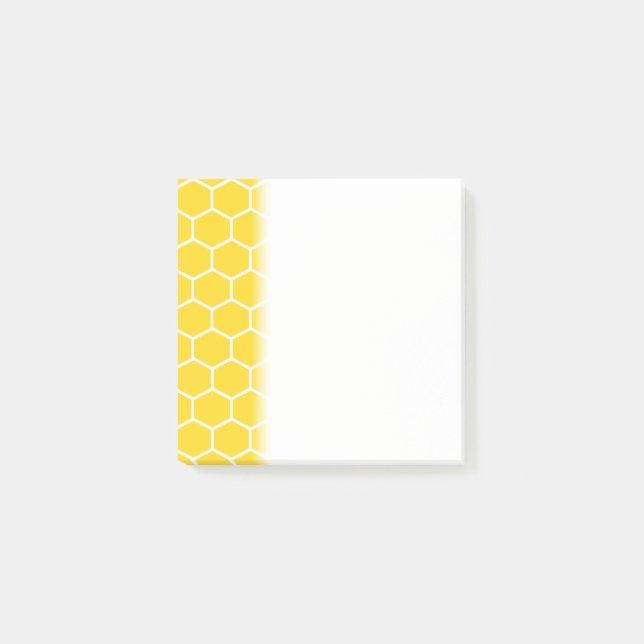 Yellow Honeycomb Geometric White Lines Bumblebee Post-it Notes (Front)