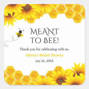 Yellow Honeycomb Meant to Bee Bridal Shower  Square Sticker