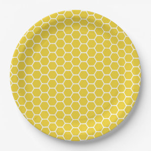 Yellow Honeycomb Paper Plate